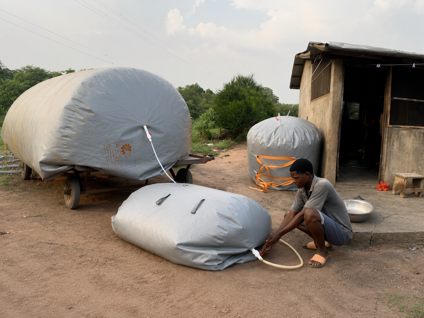Household balloon biodigesters ready for doorstep delivery