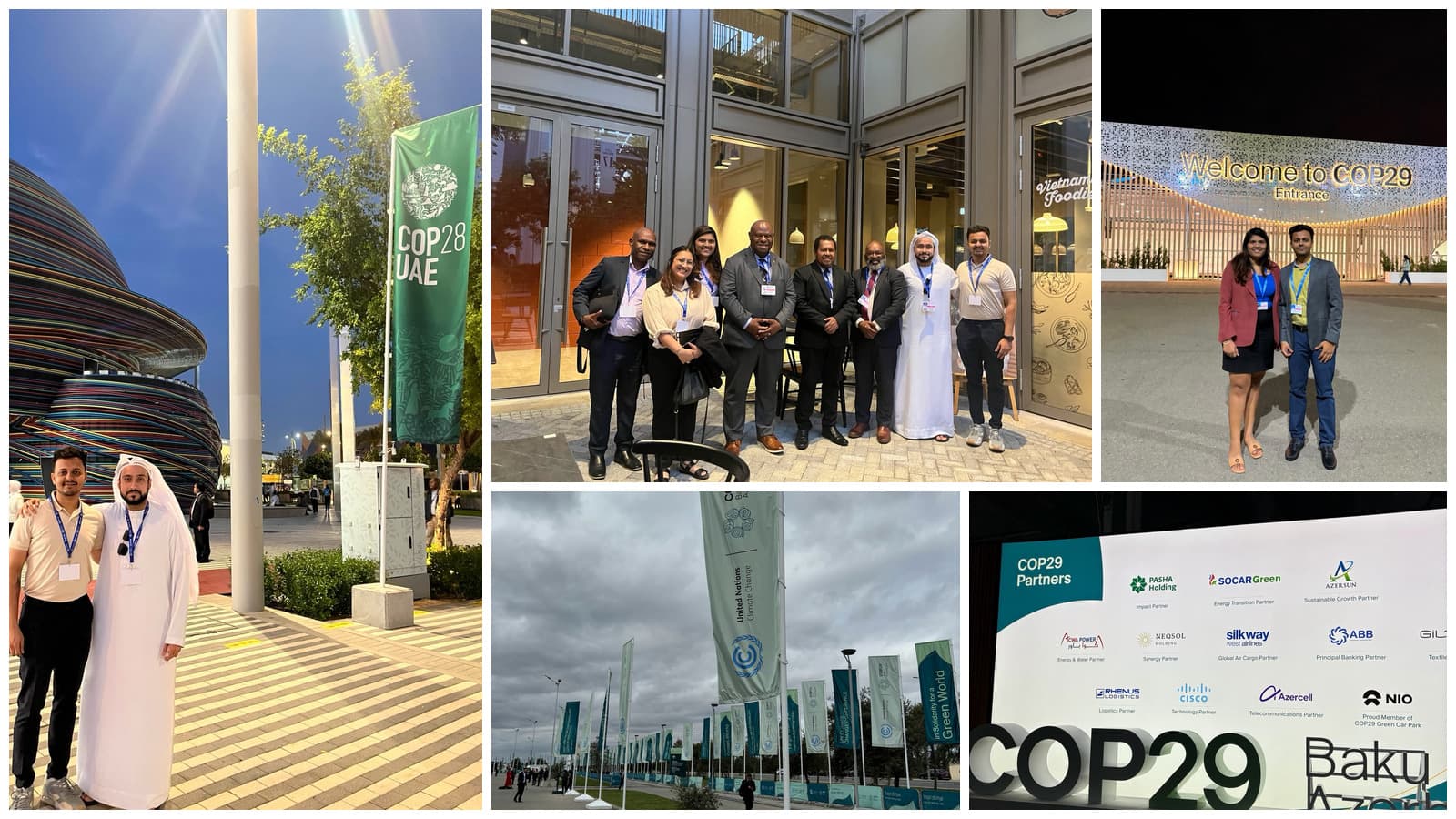 Sustainology team members at COP28 in Dubai and COP29 in Baku